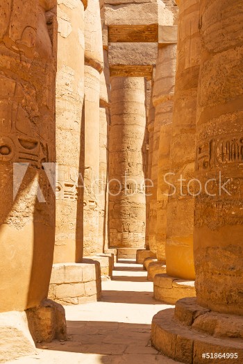 Picture of Pillars of the Great Hypostyle Hall in Karnak Temple Egypt